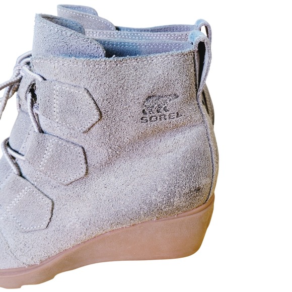 Sorel Toronto Lace Up Wedge Ankle Boots Booties Green Suede Leather Shoes 7.5‎ - Picture 5 of 8